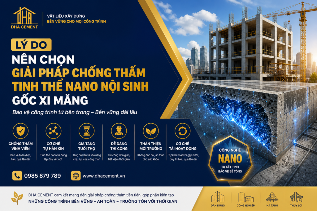 Giải pháp chống thấm tinh thể nano nội sinh gốc xi măng
