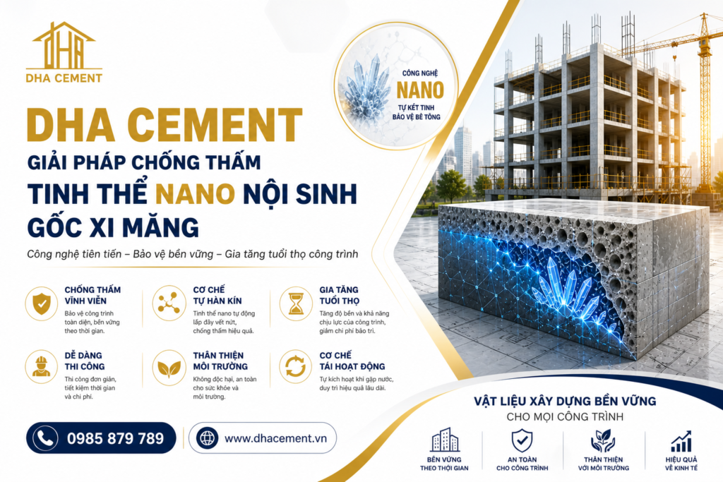 DHA CEMENT: ĐƠN VỊ TIÊN PHONG CUNG CẤP GIẢI PHÁP CHỐNG THẤM TINH THỂ NANO NỘI SINH TẠI MIỀN TRUNG - NAM